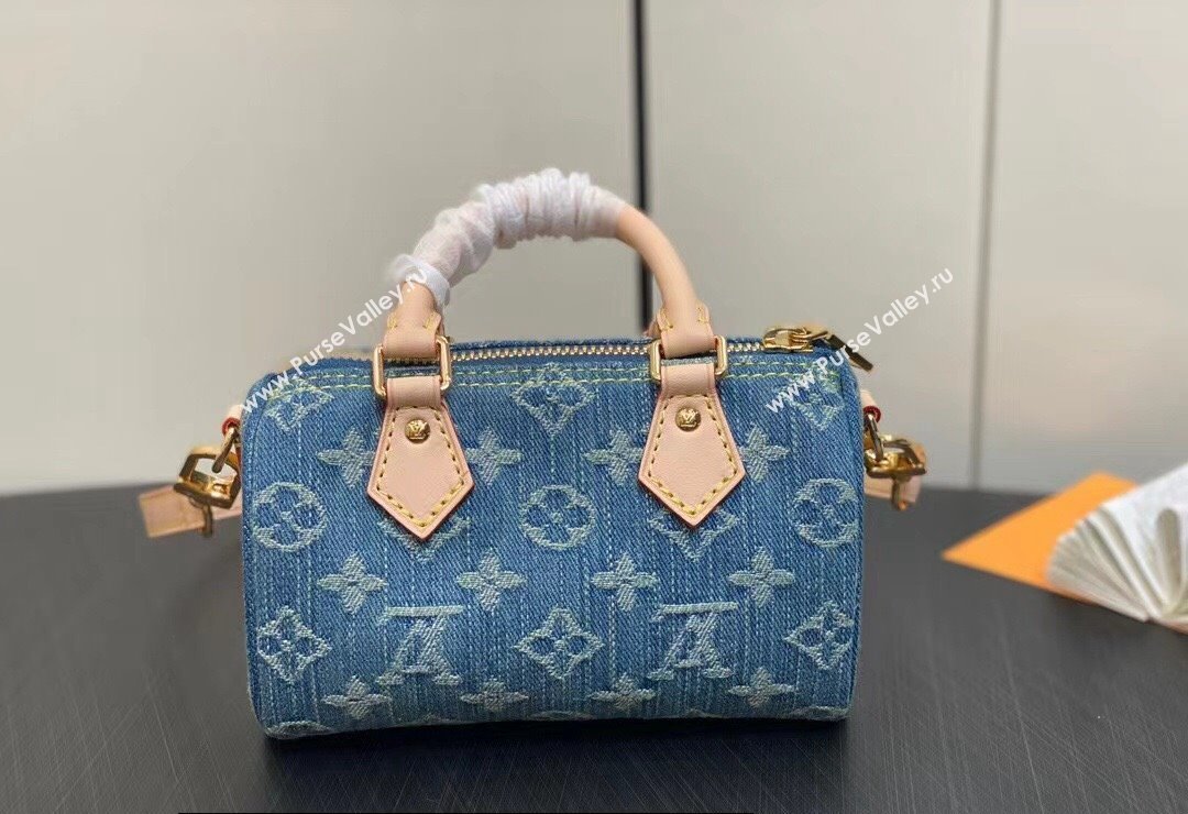 Louis Vuitton Monogram Denim Nano Speedy Bag M82950 Blue DIGITAL EXCLUSIVE 2024 (kiki-24010805)