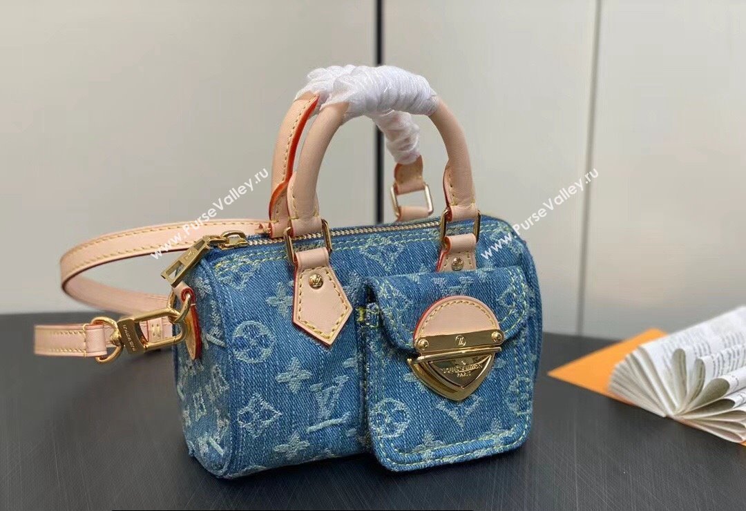 Louis Vuitton Monogram Denim Nano Speedy Bag M82950 Blue DIGITAL EXCLUSIVE 2024 (kiki-24010805)