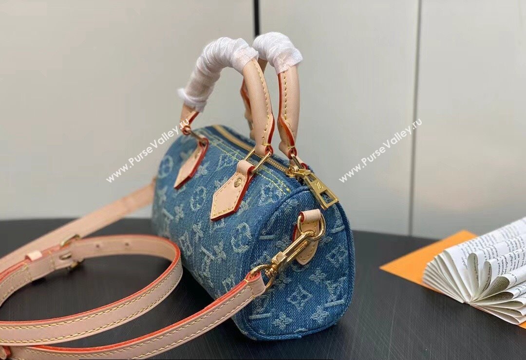 Louis Vuitton Monogram Denim Nano Speedy Bag M82950 Blue DIGITAL EXCLUSIVE 2024 (kiki-24010805)