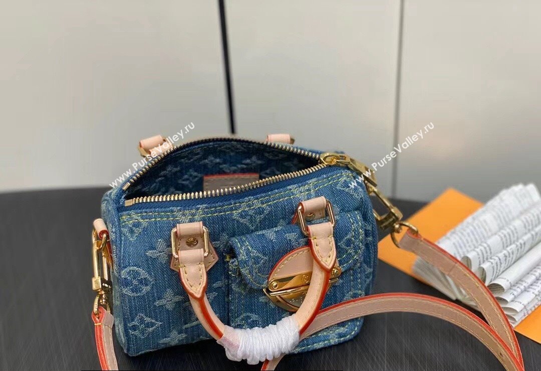 Louis Vuitton Monogram Denim Nano Speedy Bag M82950 Blue DIGITAL EXCLUSIVE 2024 (kiki-24010805)