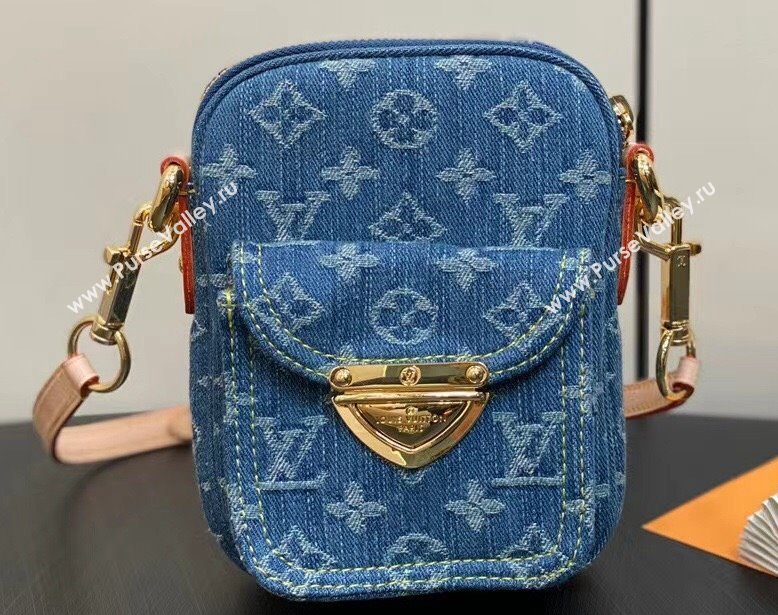 Louis Vuitton Monogram Denim Fairfax Pochette Bag M82948 Blue New LV Remix 2024 (kiki-24010806)