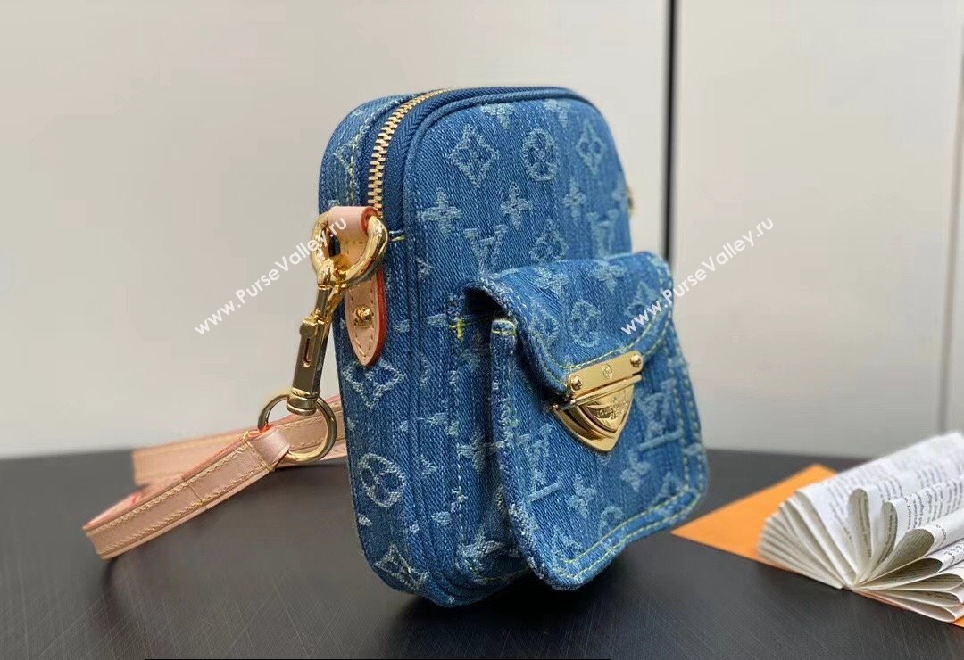 Louis Vuitton Monogram Denim Fairfax Pochette Bag M82948 Blue New LV Remix 2024 (kiki-24010806)