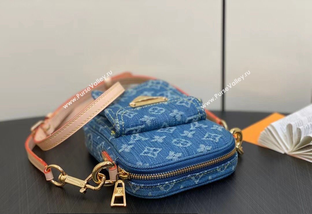 Louis Vuitton Monogram Denim Fairfax Pochette Bag M82948 Blue New LV Remix 2024 (kiki-24010806)