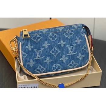 Louis Vuitton Monogram Denim Mini Pochette Accessoires M82960 Blue 2024 (kiki-24010808)