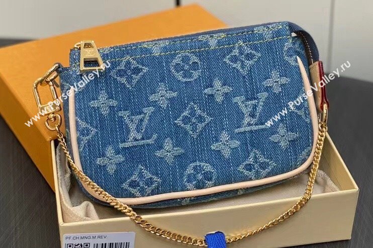 Louis Vuitton Monogram Denim Mini Pochette Accessoires M82960 Blue 2024 (kiki-24010808)