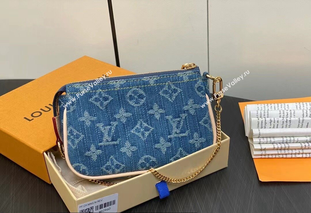 Louis Vuitton Monogram Denim Mini Pochette Accessoires M82960 Blue 2024 (kiki-24010808)