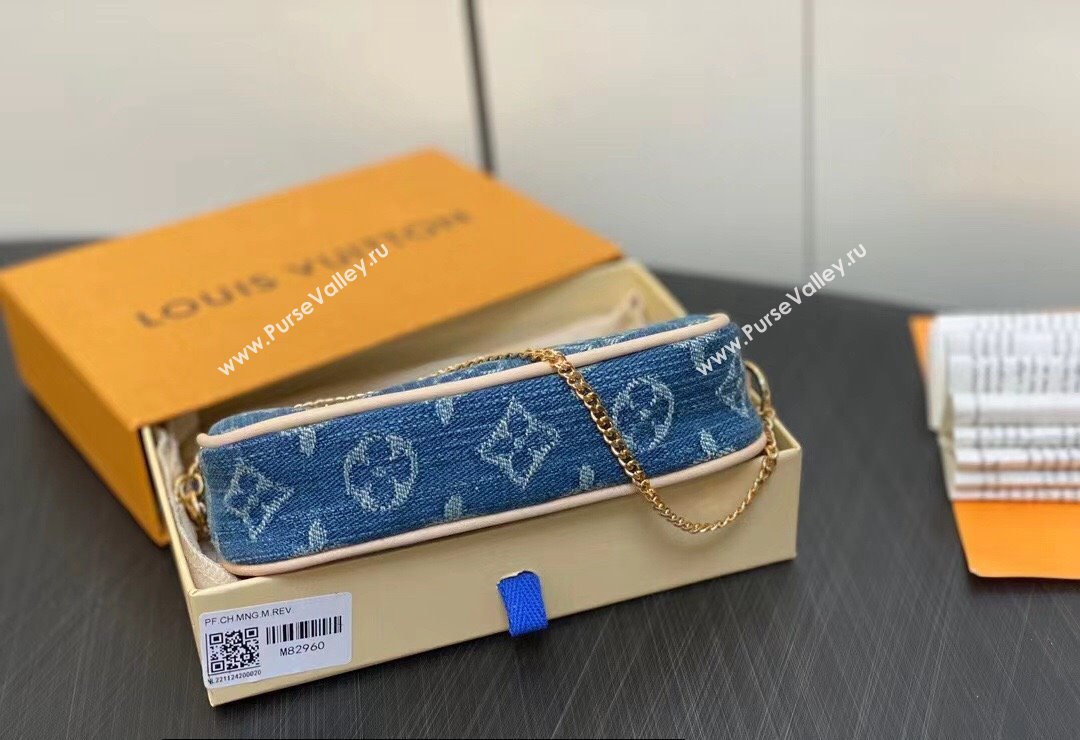 Louis Vuitton Monogram Denim Mini Pochette Accessoires M82960 Blue 2024 (kiki-24010808)