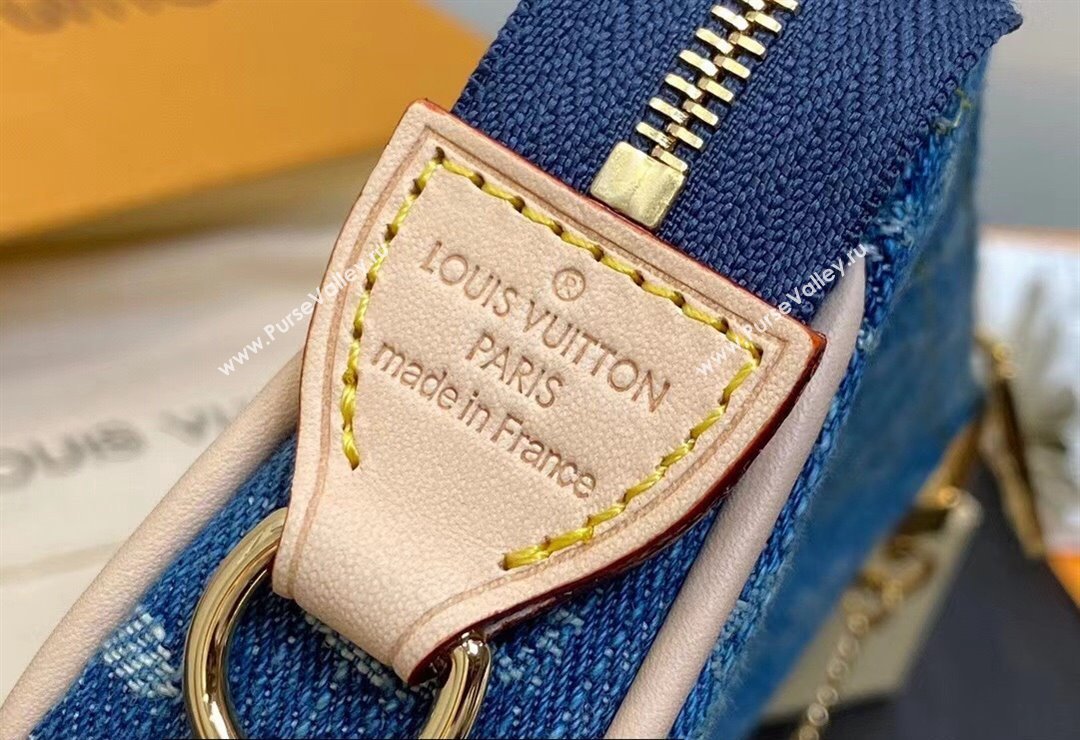 Louis Vuitton Monogram Denim Mini Pochette Accessoires M82960 Blue 2024 (kiki-24010808)