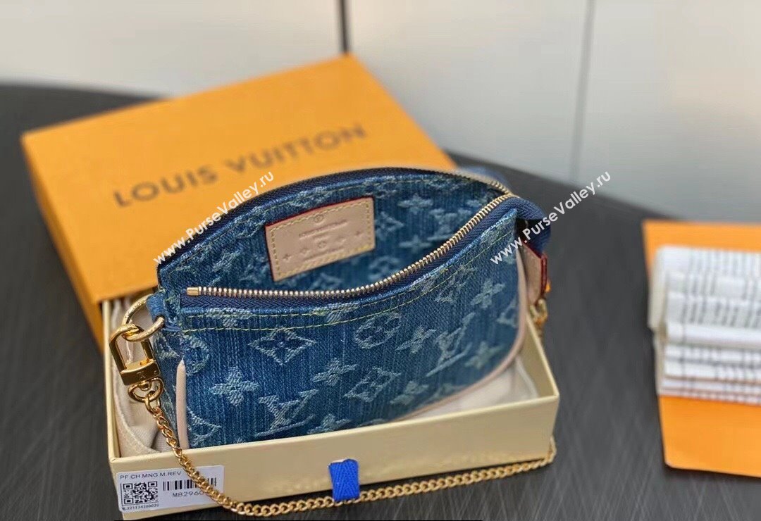 Louis Vuitton Monogram Denim Mini Pochette Accessoires M82960 Blue 2024 (kiki-24010808)