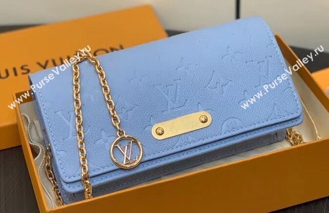 Louis Vuitton Monogram Empreinte Leather Wallet On Chain Lily Bag M83233 Blue Hour 2024 (kiki-24010810)