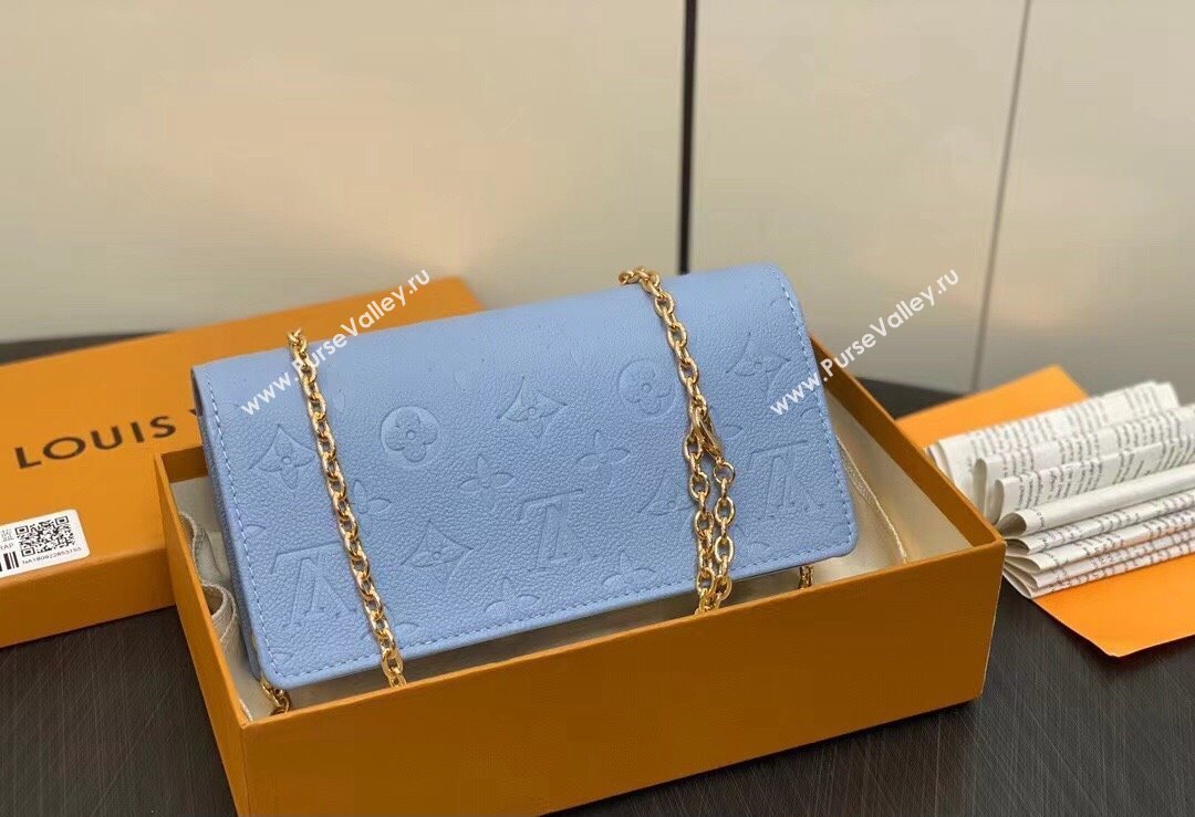 Louis Vuitton Monogram Empreinte Leather Wallet On Chain Lily Bag M83233 Blue Hour 2024 (kiki-24010810)