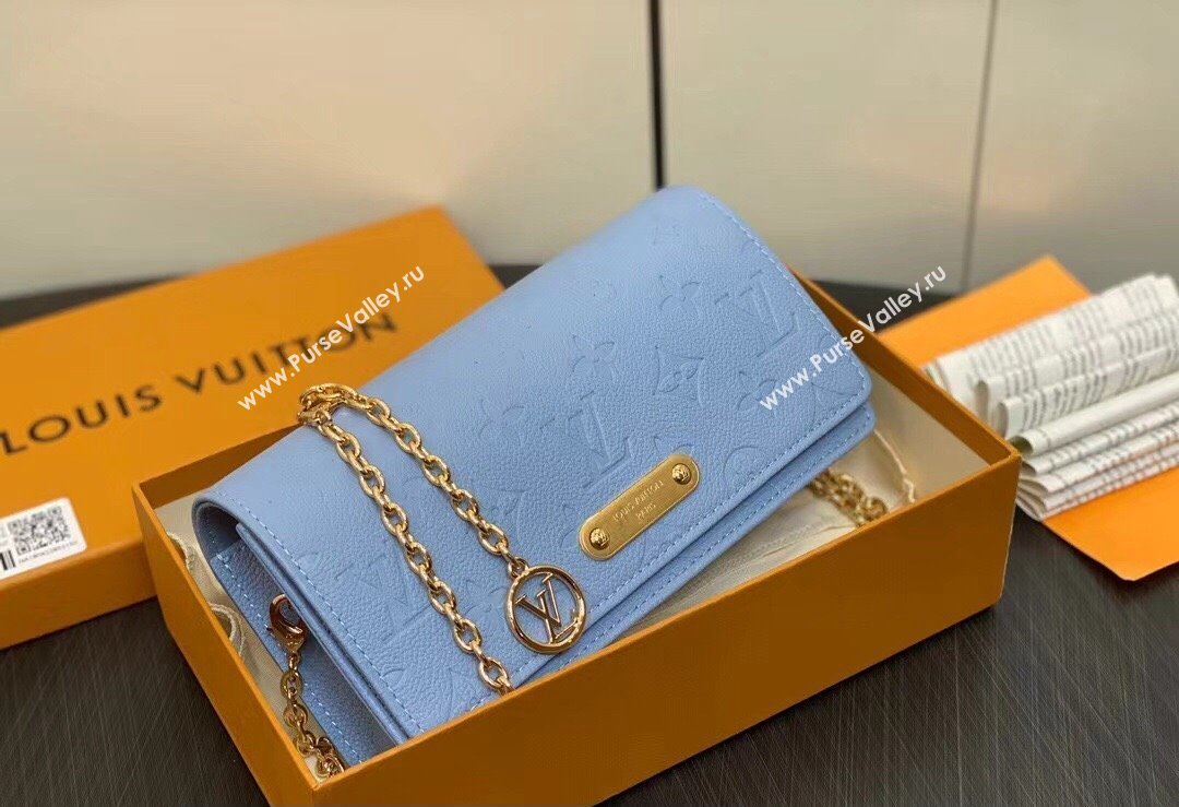 Louis Vuitton Monogram Empreinte Leather Wallet On Chain Lily Bag M83233 Blue Hour 2024 (kiki-24010810)