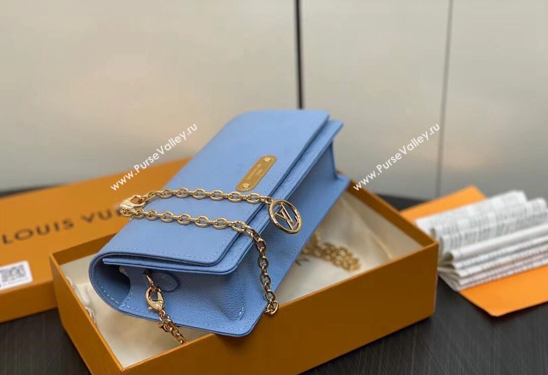 Louis Vuitton Monogram Empreinte Leather Wallet On Chain Lily Bag M83233 Blue Hour 2024 (kiki-24010810)