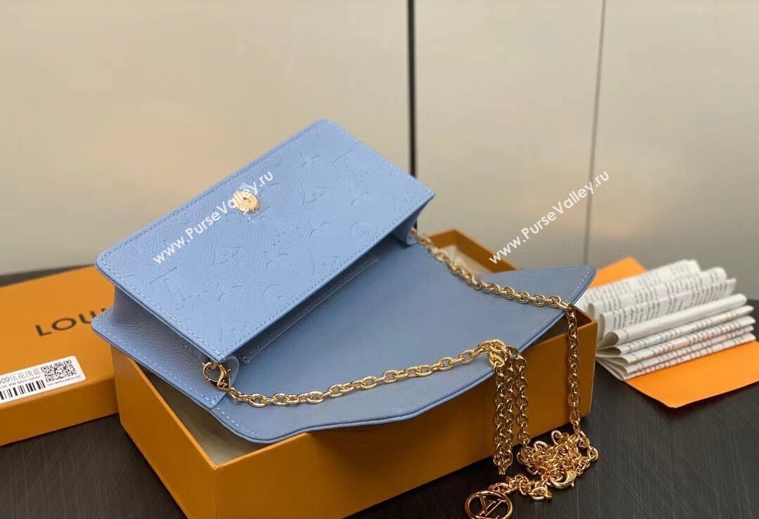 Louis Vuitton Monogram Empreinte Leather Wallet On Chain Lily Bag M83233 Blue Hour 2024 (kiki-24010810)