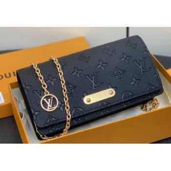 Louis Vuitton Monogram Empreinte Leather Wallet On Chain Lily Bag M46919 Black 2024 (kiki-24010809)