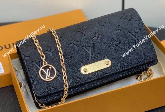 Louis Vuitton Monogram Empreinte Leather Wallet On Chain Lily Bag M46919 Black 2024 (kiki-24010809)