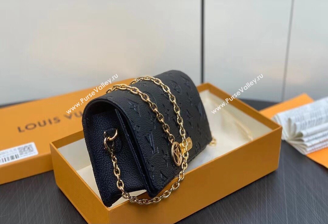 Louis Vuitton Monogram Empreinte Leather Wallet On Chain Lily Bag M46919 Black 2024 (kiki-24010809)