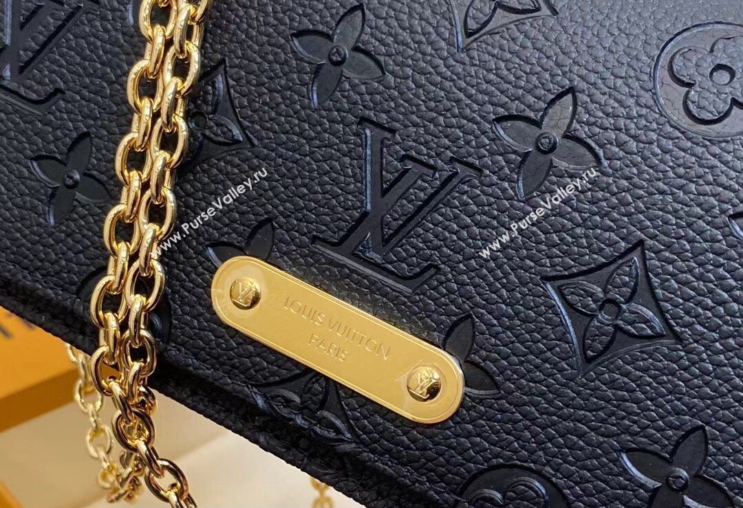 Louis Vuitton Monogram Empreinte Leather Wallet On Chain Lily Bag M46919 Black 2024 (kiki-24010809)