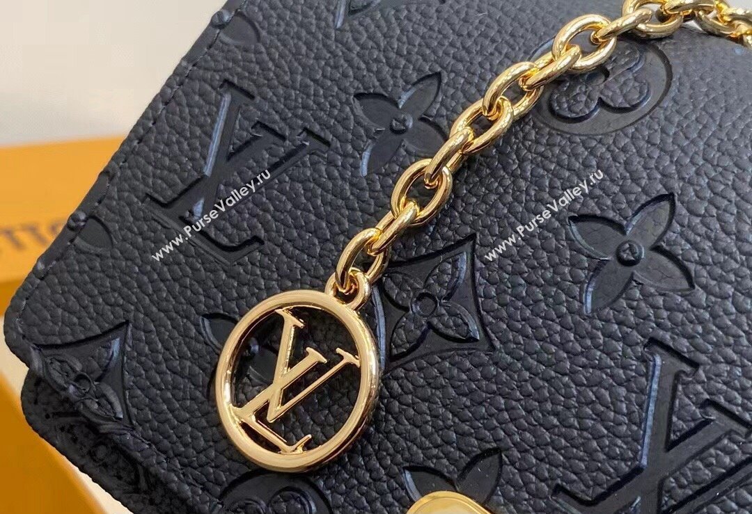 Louis Vuitton Monogram Empreinte Leather Wallet On Chain Lily Bag M46919 Black 2024 (kiki-24010809)