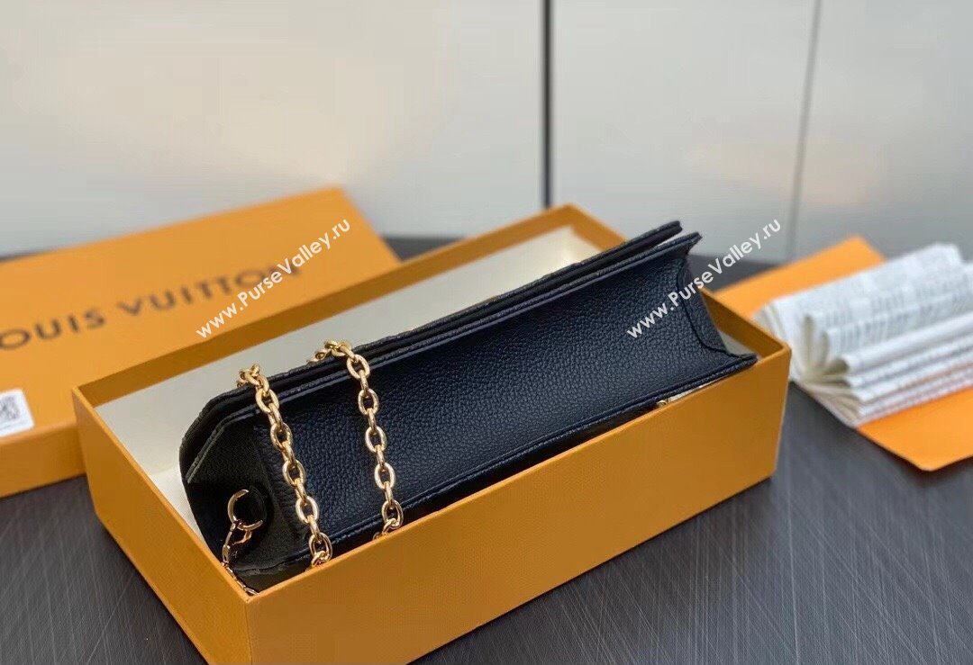 Louis Vuitton Monogram Empreinte Leather Wallet On Chain Lily Bag M46919 Black 2024 (kiki-24010809)