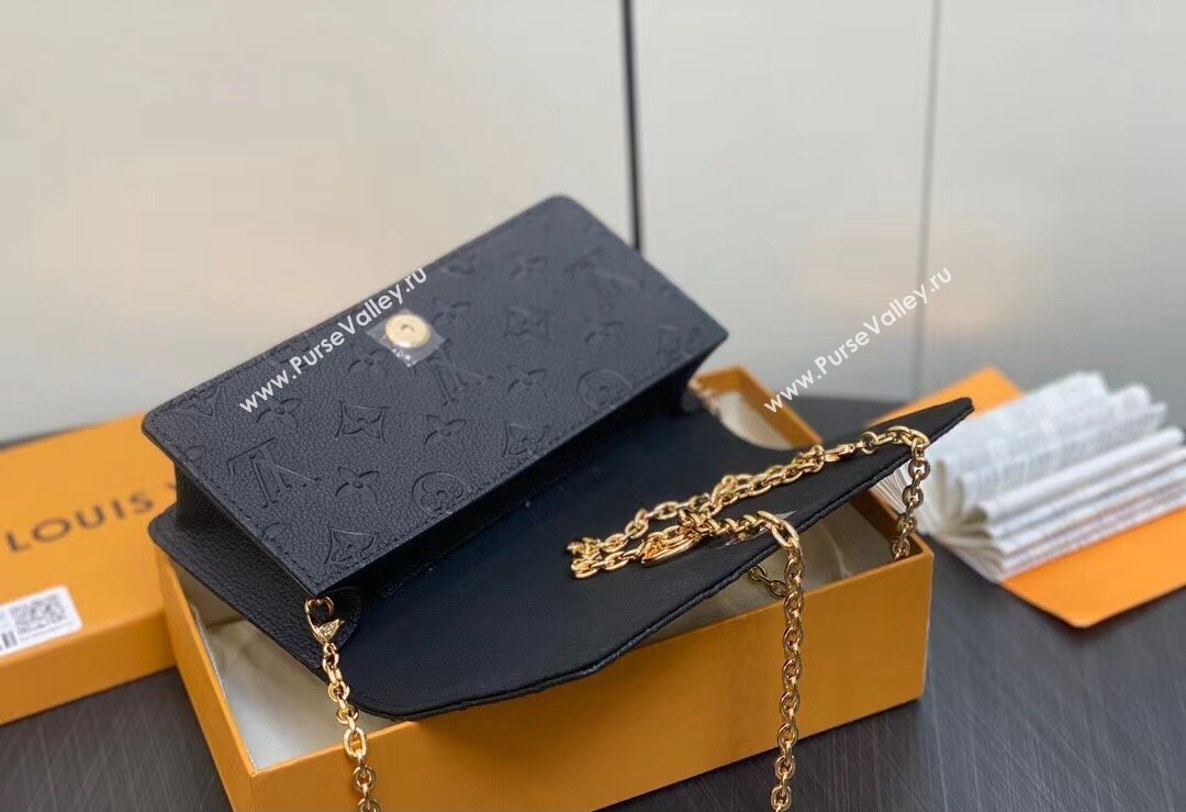 Louis Vuitton Monogram Empreinte Leather Wallet On Chain Lily Bag M46919 Black 2024 (kiki-24010809)