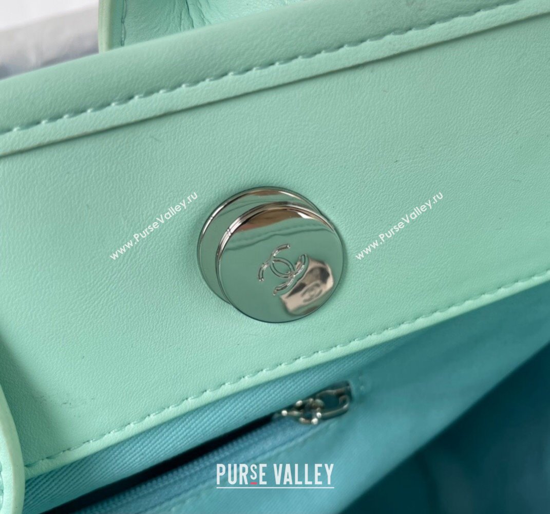 Chanel Shaded Calfskin Silver-Tone Metal Shopping Bag AS3351 Turquoise Blue 2024 (jiyuan-24010610)