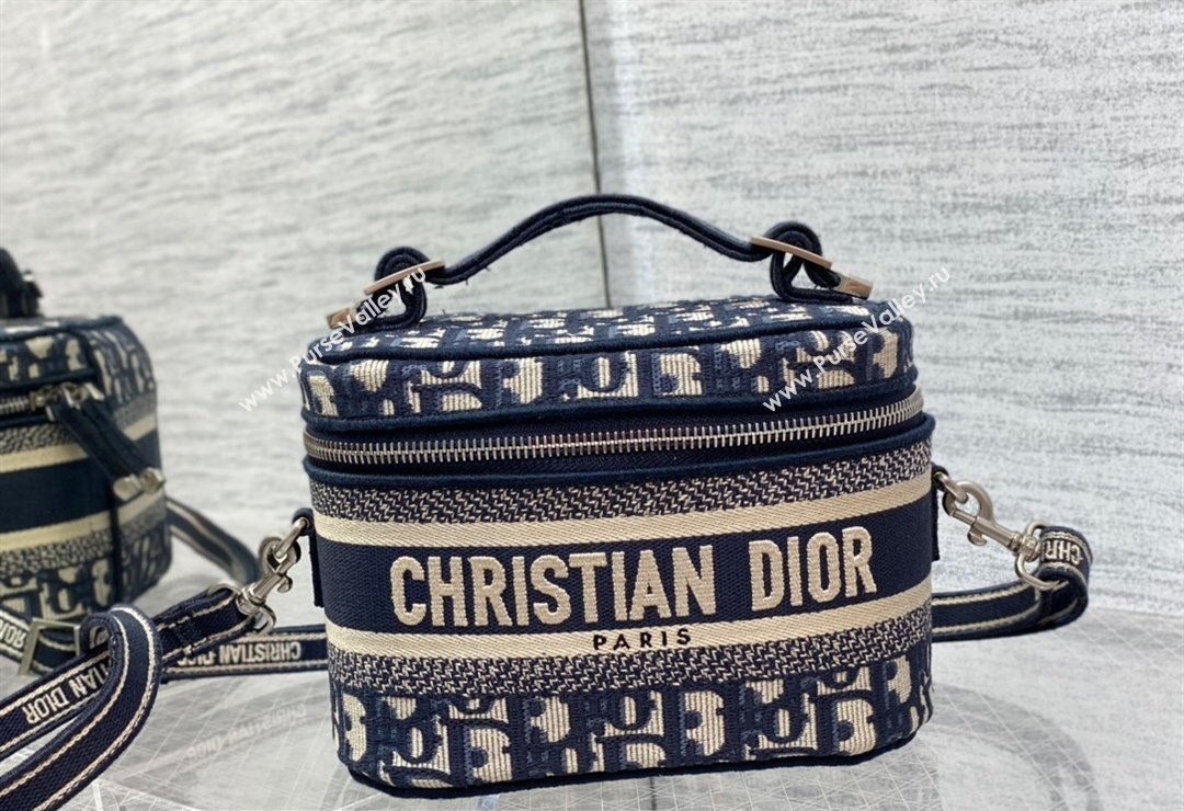 Dior Small Vanity Case Bag in Blue Dior Oblique Jacquard (XXG-24010607)