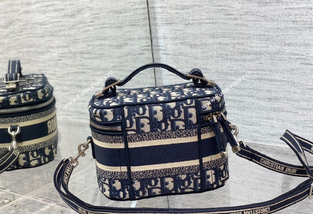 Dior Small Vanity Case Bag in Blue Dior Oblique Jacquard (XXG-24010607)