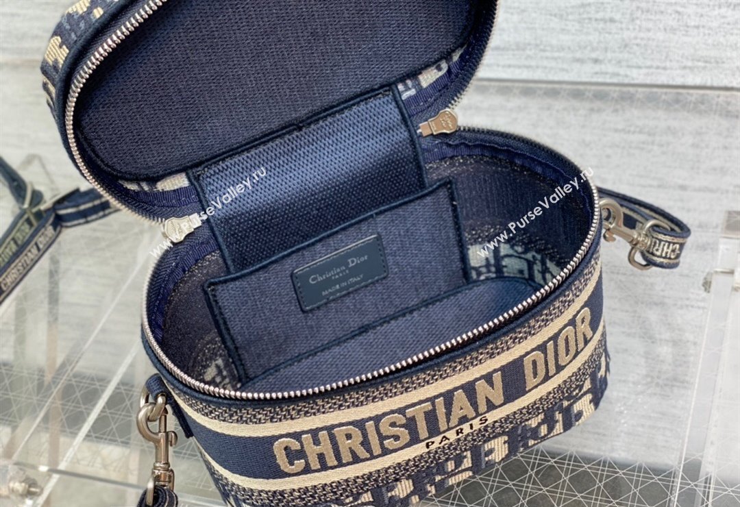 Dior Small Vanity Case Bag in Blue Dior Oblique Jacquard (XXG-24010607)