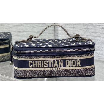 Dior Cosmetic Vanity Case Bag in Blue Dior Oblique Jacquard (XXG-24010606)