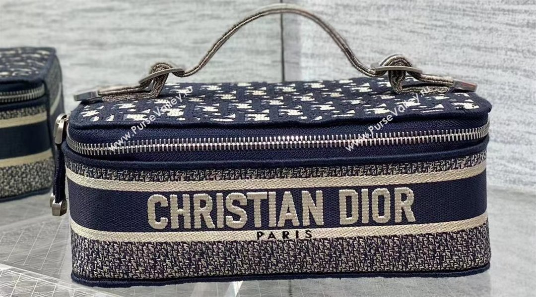Dior Cosmetic Vanity Case Bag in Blue Dior Oblique Jacquard (XXG-24010606)