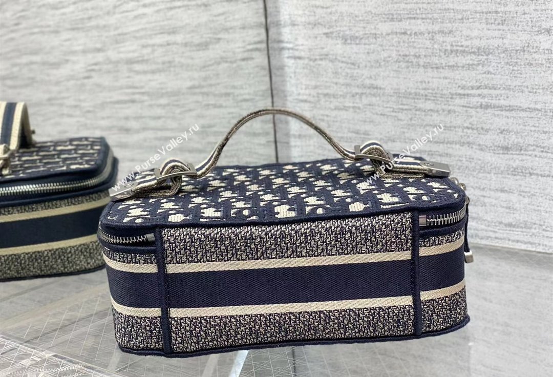 Dior Cosmetic Vanity Case Bag in Blue Dior Oblique Jacquard (XXG-24010606)