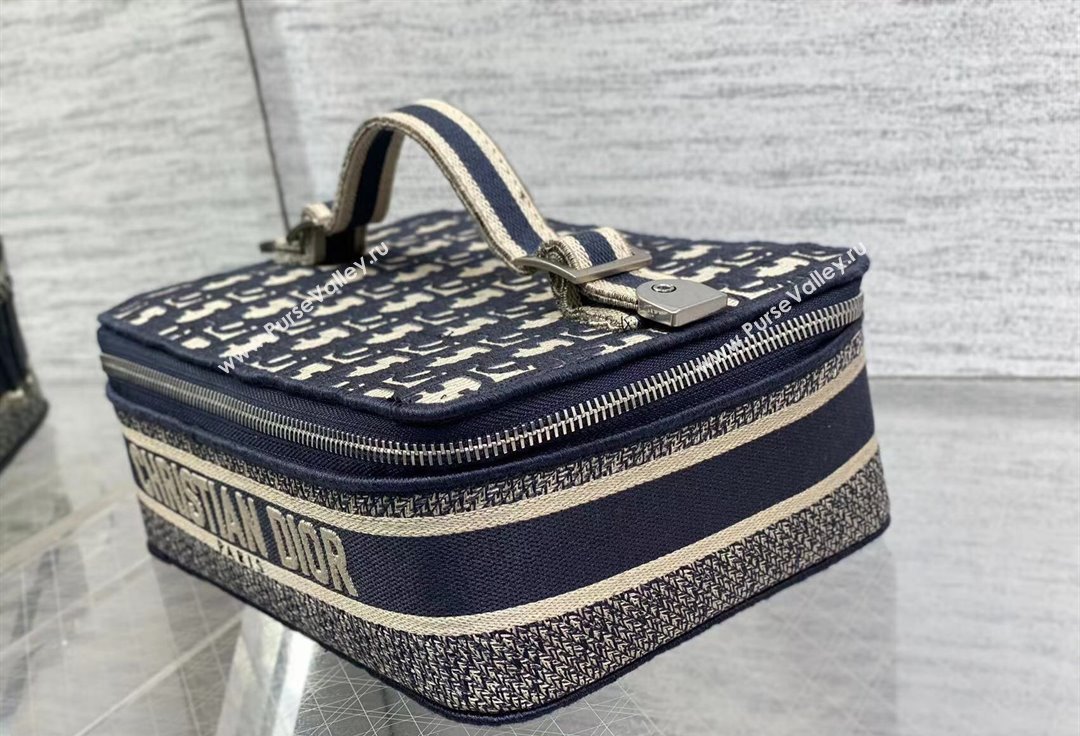 Dior Cosmetic Vanity Case Bag in Blue Dior Oblique Jacquard (XXG-24010606)