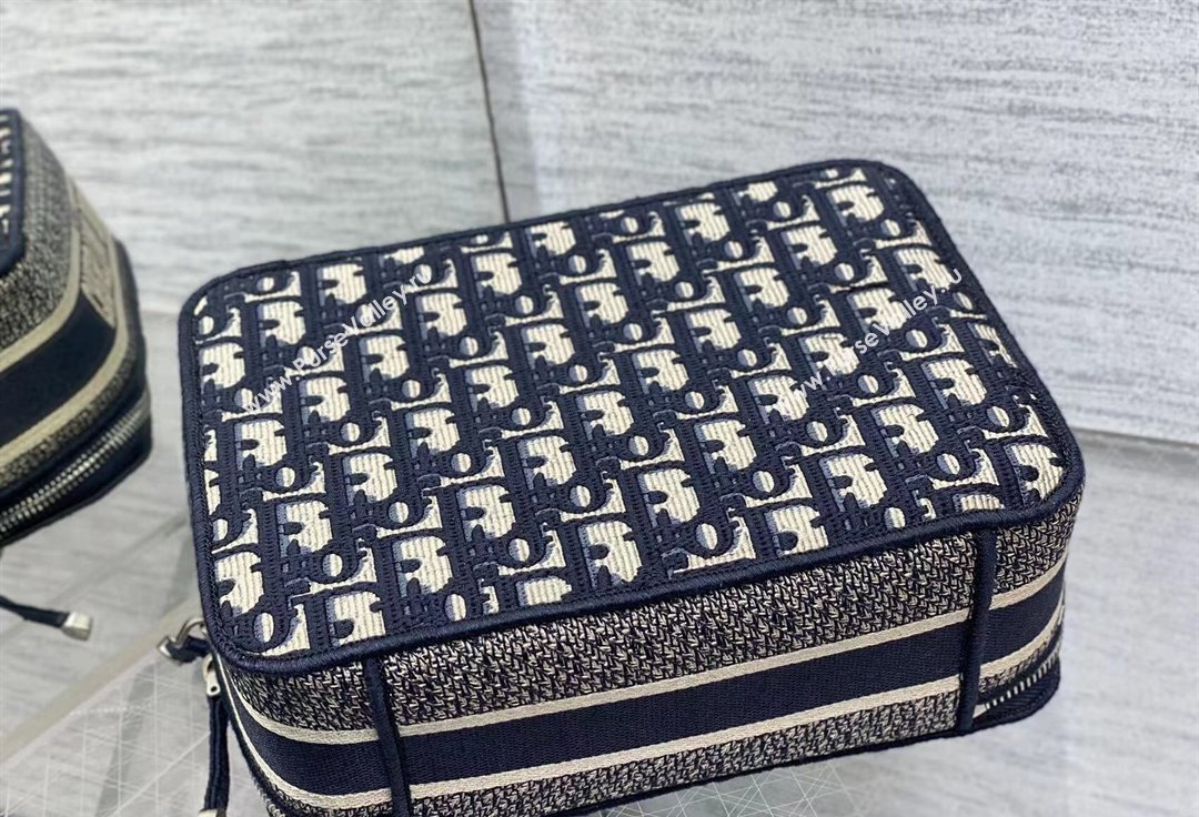 Dior Cosmetic Vanity Case Bag in Blue Dior Oblique Jacquard (XXG-24010606)