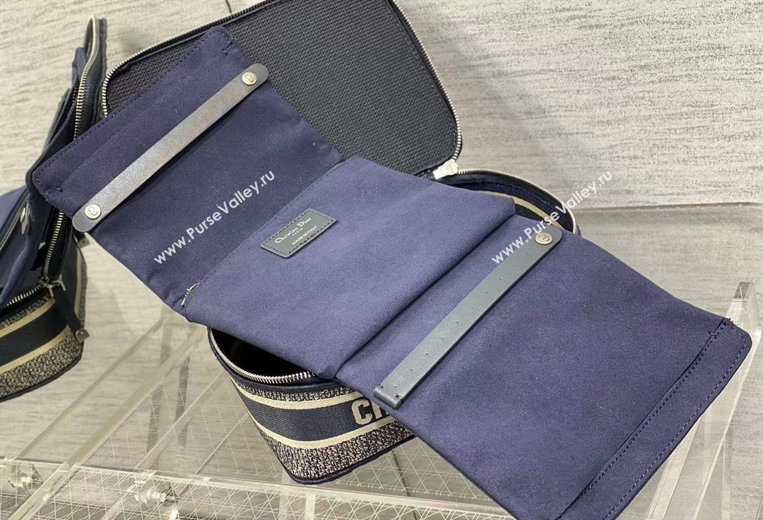 Dior Cosmetic Vanity Case Bag in Blue Dior Oblique Jacquard (XXG-24010606)