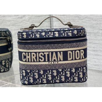 Dior Large Vanity Case Bag in Blue Dior Oblique Jacquard (XXG-24010605)