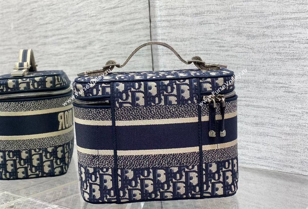 Dior Large Vanity Case Bag in Blue Dior Oblique Jacquard (XXG-24010605)