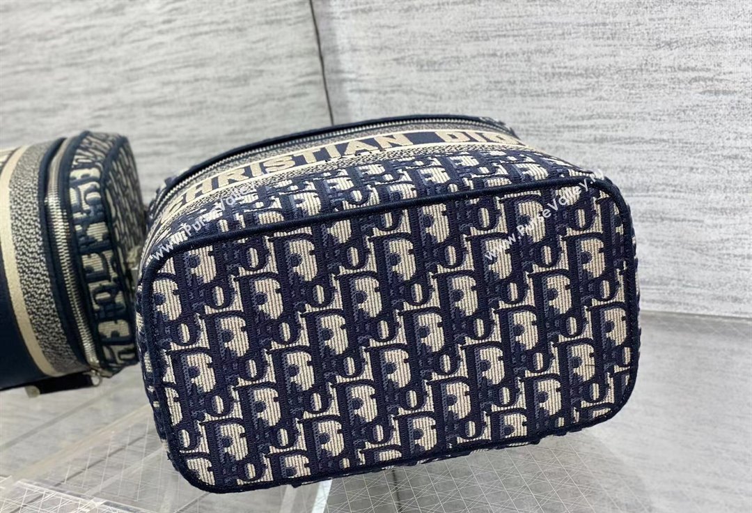 Dior Large Vanity Case Bag in Blue Dior Oblique Jacquard (XXG-24010605)