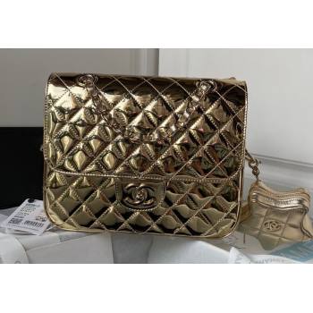 chanel Mirror Calfskin Calfskin Gold-Tone Metal Backpack Bag Star Coin Purse AS4649 Metallic Gold 2024 (jiyuan-24010605)