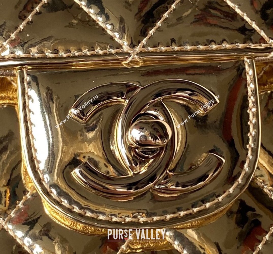chanel Mirror Calfskin Calfskin Gold-Tone Metal Backpack Bag Star Coin Purse AS4649 Metallic Gold 2024 (jiyuan-24010605)