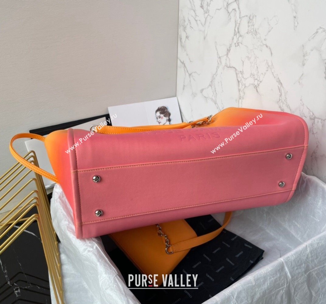 Chanel Shaded Calfskin Silver-Tone Metal Shopping Bag AS3351 Orange 2024 (jiyuan-24010612)