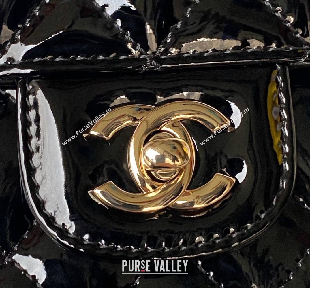 chanel Mirror Calfskin Calfskin Gold-Tone Metal Flap Bag Star Coin Purse AS4648 Black 2024 (jiyuan-24010601)