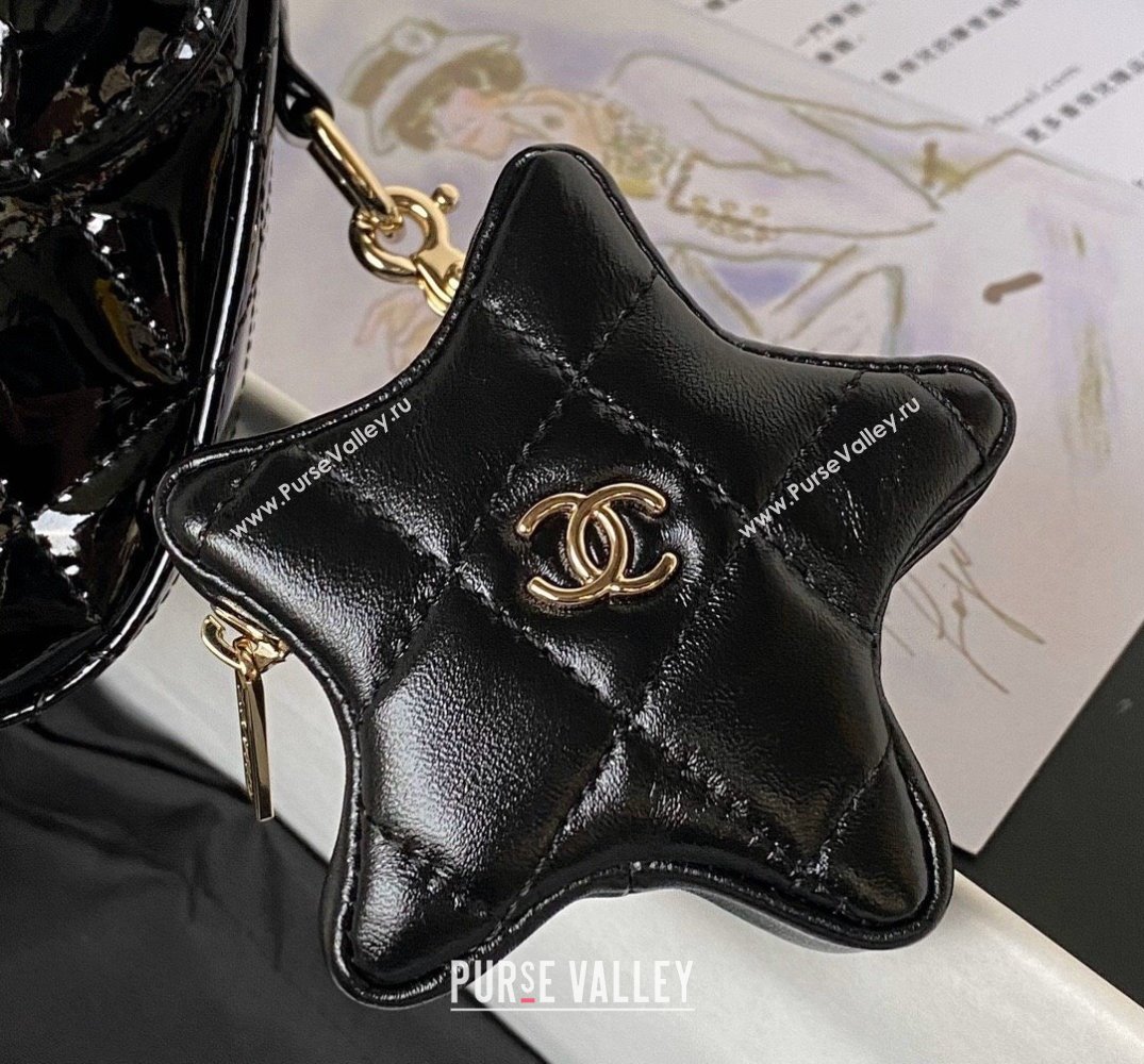 chanel Mirror Calfskin Calfskin Gold-Tone Metal Flap Bag Star Coin Purse AS4648 Black 2024 (jiyuan-24010601)