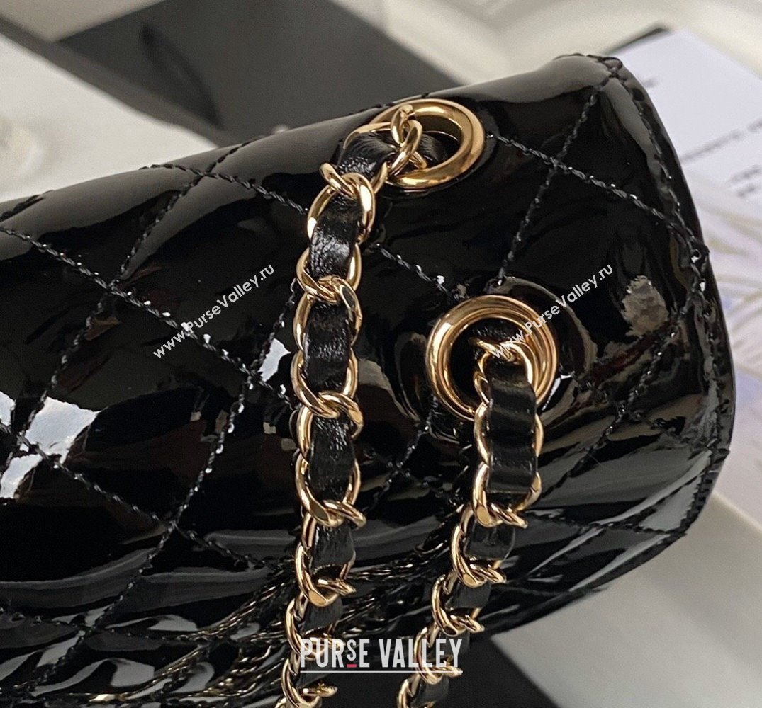 chanel Mirror Calfskin Calfskin Gold-Tone Metal Flap Bag Star Coin Purse AS4648 Black 2024 (jiyuan-24010601)