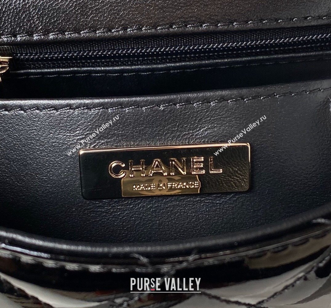 chanel Mirror Calfskin Calfskin Gold-Tone Metal Flap Bag Star Coin Purse AS4648 Black 2024 (jiyuan-24010601)