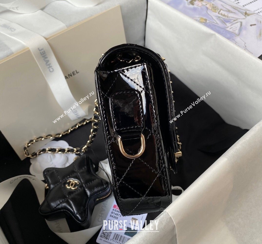 chanel Mirror Calfskin Calfskin Gold-Tone Metal Mini Flap Bag Star Coin Purse AS4647 Black 2024 (jiyuan-24010602)