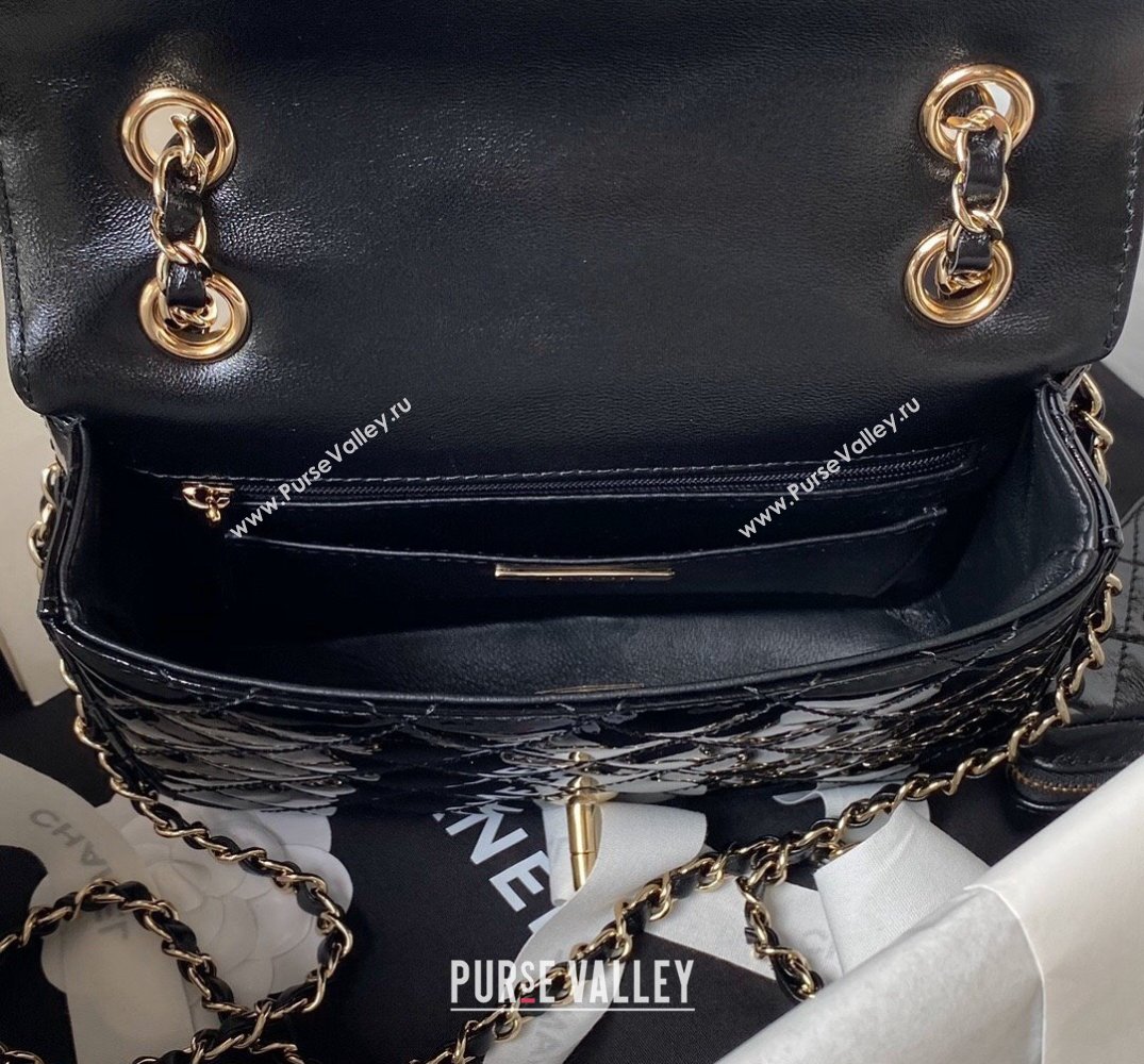 chanel Mirror Calfskin Calfskin Gold-Tone Metal Mini Flap Bag Star Coin Purse AS4647 Black 2024 (jiyuan-24010602)