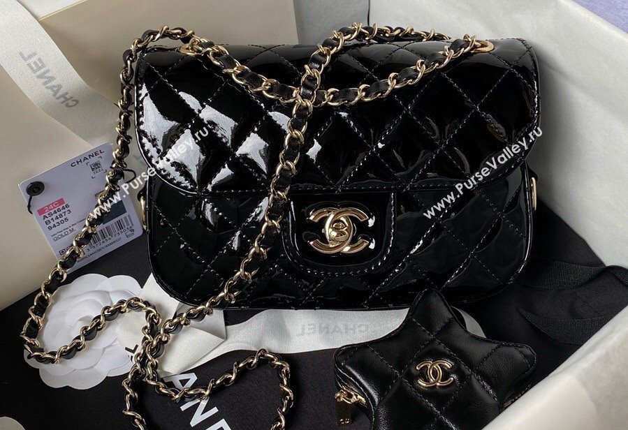 chanel Mirror Calfskin Calfskin Gold-Tone Metal Mini Flap Bag Star Coin Purse AS4646 Black 2024 (jiyuan-24010603)