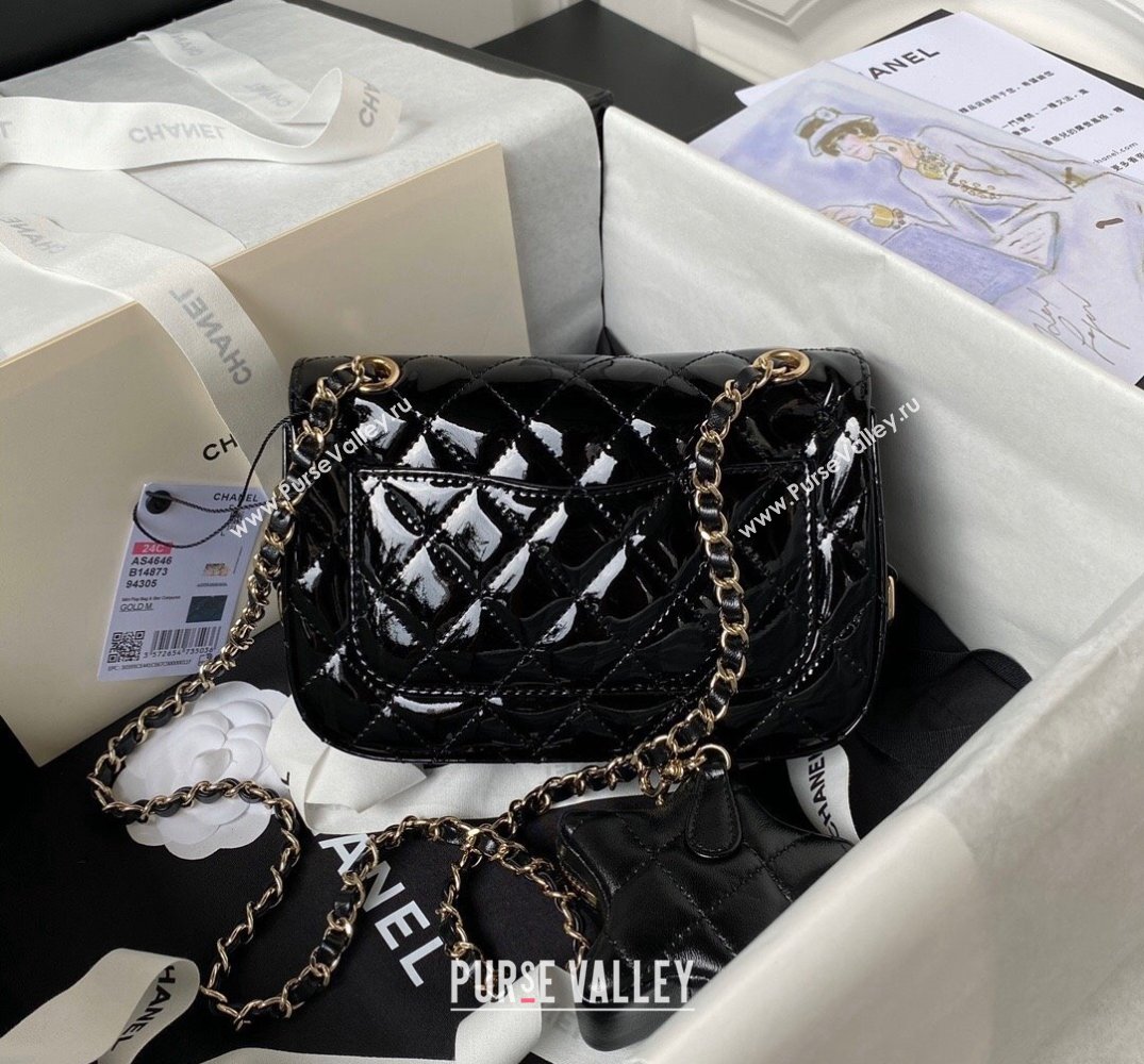chanel Mirror Calfskin Calfskin Gold-Tone Metal Mini Flap Bag Star Coin Purse AS4646 Black 2024 (jiyuan-24010603)