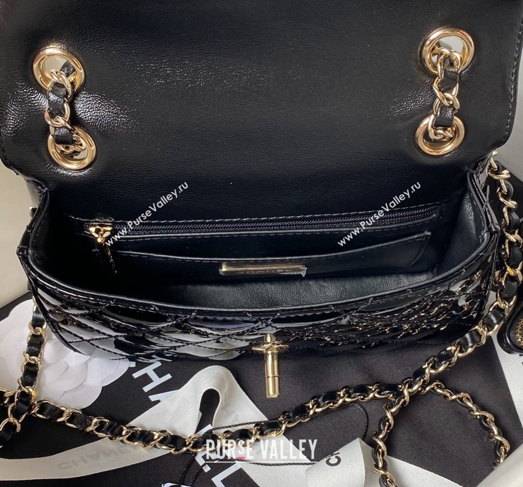 chanel Mirror Calfskin Calfskin Gold-Tone Metal Mini Flap Bag Star Coin Purse AS4646 Black 2024 (jiyuan-24010603)